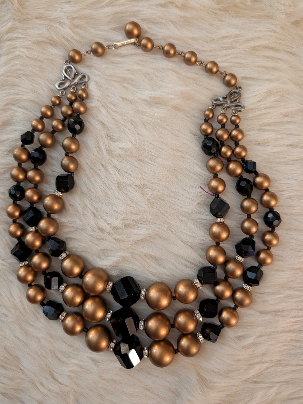 Laguna 3-Strand Bronze and Black Adjustable Short Necklace
